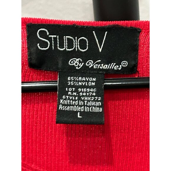 Studio V By Versailles Womens Red Sweater V Neck Size L - Picture 5 of 8